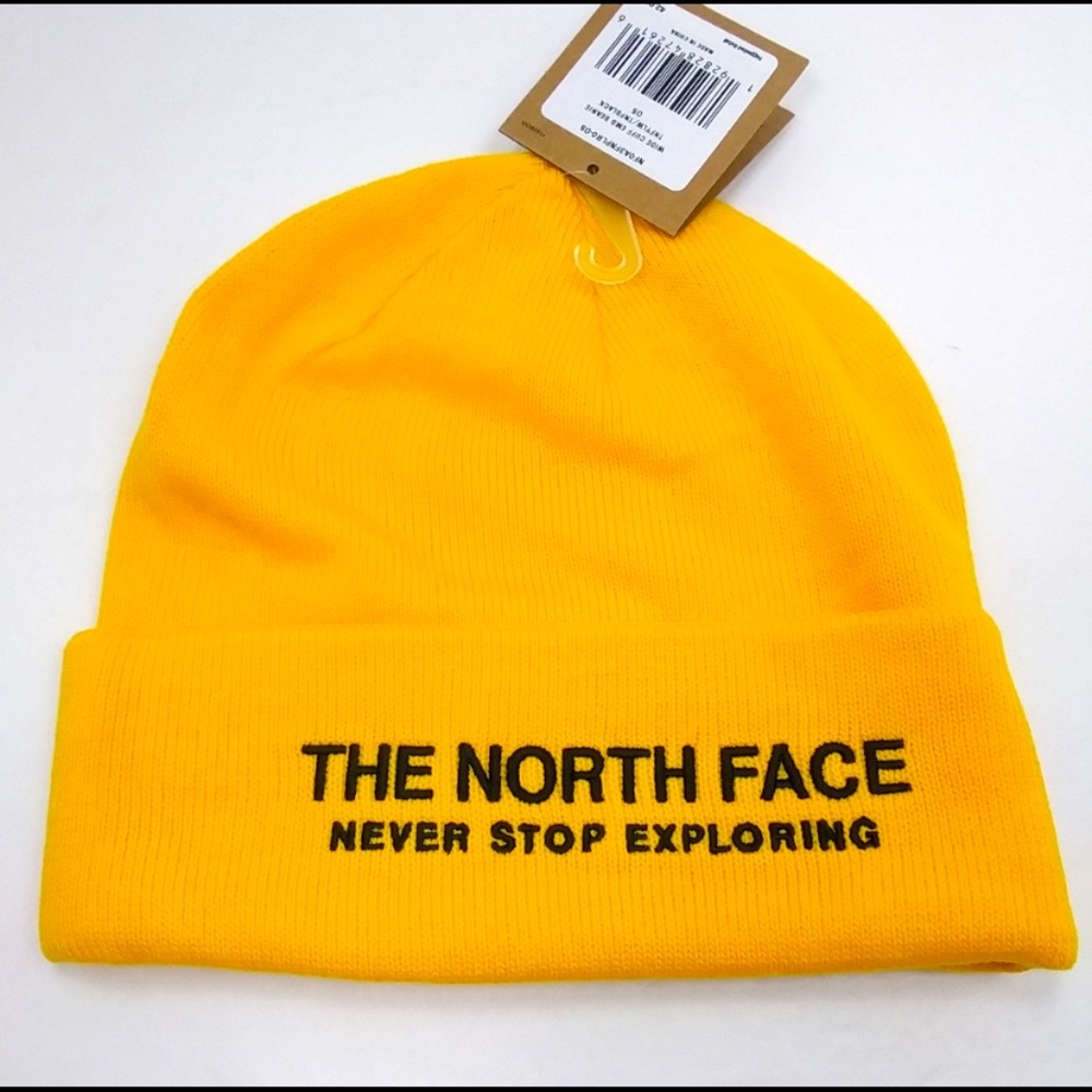 The North Face Wide Cuff Beanie! BNWT Yellow/Gold